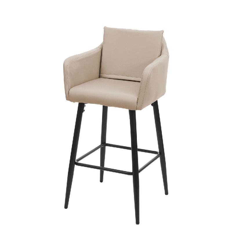Décoshop26 - Tabouret de bar chaise haute comptoir avec repose-pieds en métal assise en synthétique taupe design moderne 04_0005293 - 3000131132691_0
