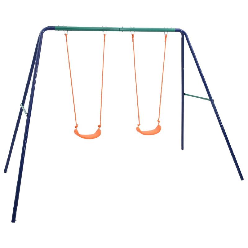 Ensemble de balançoire 2 places en acier - Cadre robuste en A avec 2 sièges ergonomiques - Résistant aux intempéries_0