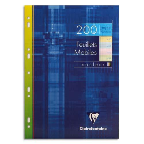 ETUI 200 COPIES SIMPLES FORMAT A4 GRANDS CARREAUX SÉYÈS ASS:50ROSE,50BLEU,50VERT,50JAUNE. - LOT DE 3