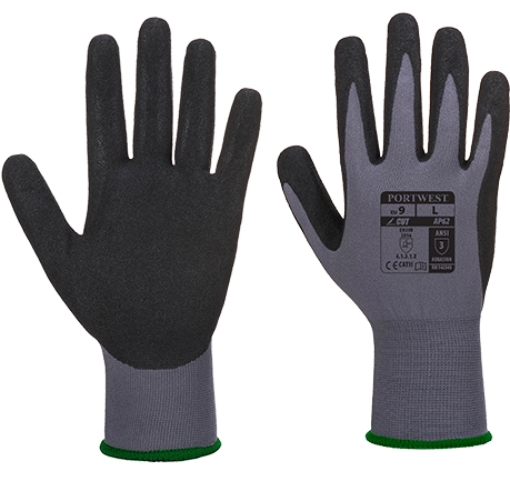 Gant de protection chimique Dermiflex Aqua gris/noir AP62, L - Très léger, certifié CE, résistant à l'eau et aux huiles lourdes_0