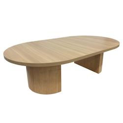 Oviala Business Table basse ovale 120 cm moderne effet bois clair - beige Bois massif 113767_0