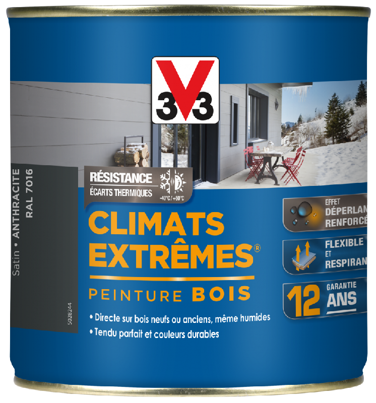 Peinture bois extérieur climats extrêmes® V33, anthracite satiné 0.5 l_0