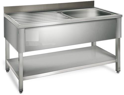 Plonge 1m60 - profondeur 60cm - cuve à droite avec étagère inférieure et dosseret_0
