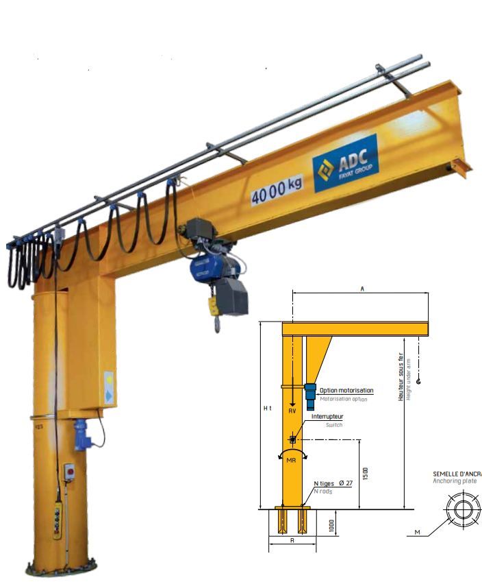Potence de levage 360° à profil IPE / CRT-CRTM - Fayat Entreprise TP - capacité jusqu'à 4000 kg - portée de 2 à 8 mètres_0