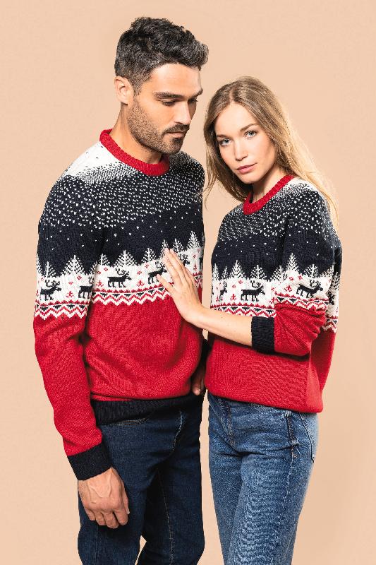 Pull de Noël unisexe col rond - Kariban - Réf: K9011 - 100% acrylique - Coupe ajustée - Tricot intarsia_0