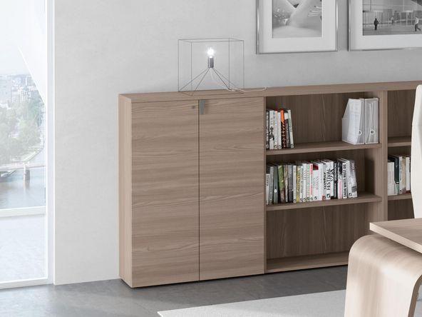 Armoire mi-haute portes battantes en bois avec 3 étagères_0