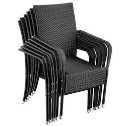 TecTake GmbH tectake Chaise en résine tressée GIRONA avec une capacité de charge de 120 kg - Lot de 6 - 405846 - noir plastique 405846_0