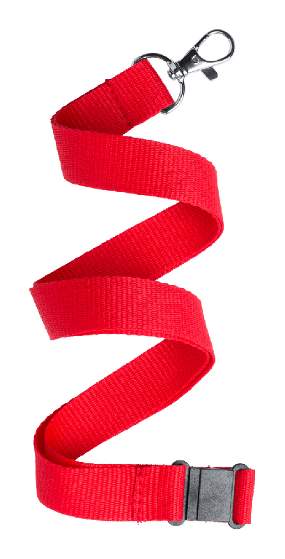 Tour de cou en polyester - rouge - avec mousqueton en métal et boucle anti-étranglement_0