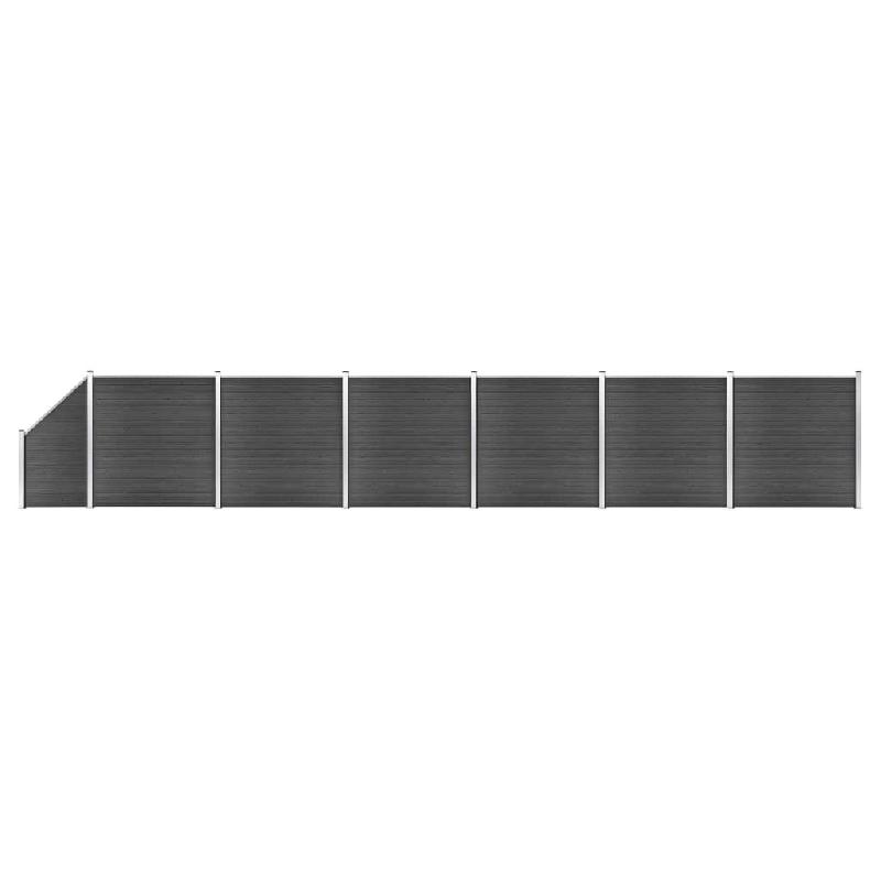 Vidaxl ensemble de panneau de clôture wpc 1138x(105-186) cm noir 3070442_0