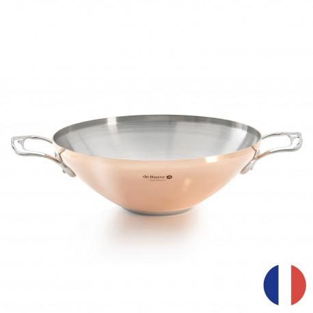 Wok en cuivre à fond magnétique induction - Prima Matera De Buyer avec couvercle, 32 cm, 4L_0