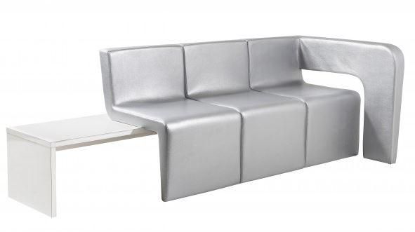 Chaise d'attente Cocoon 3 places - Structure hêtre, mousse Bultex, déhoussable, table d'appoint_0