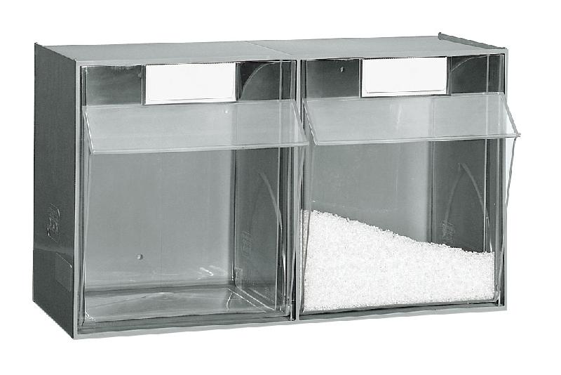 Bloc-tiroirs Practicbox - 2 tiroirs basculants en plastique rigide avec ABS transparent_0