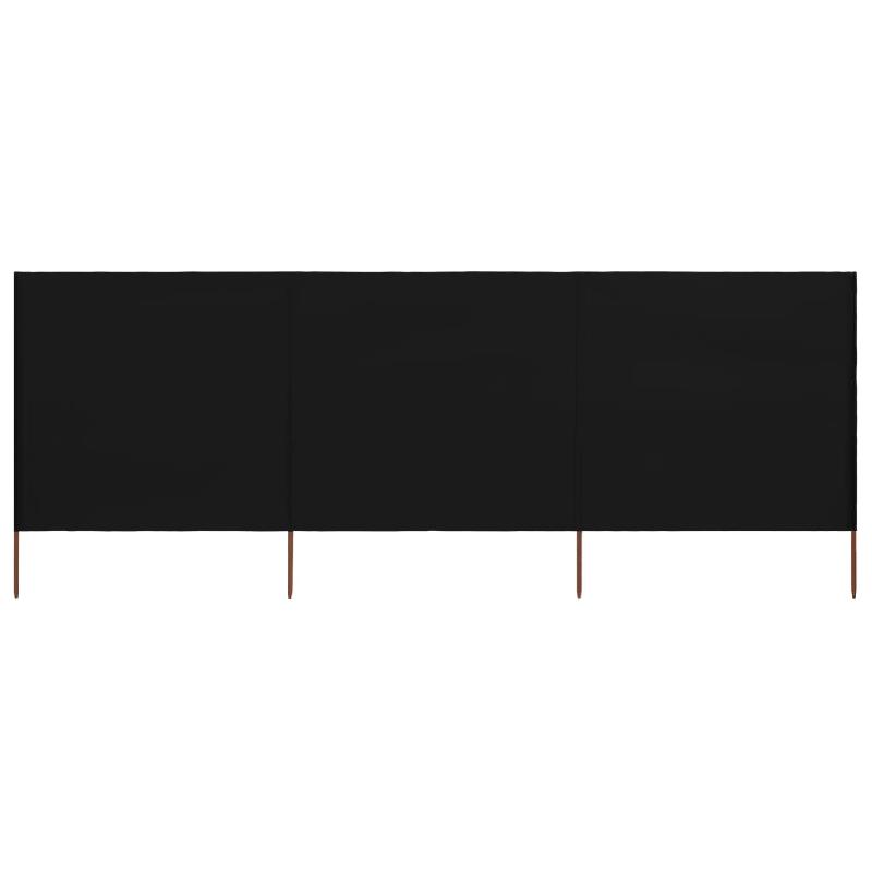 Brise-vue paravent pliable 3 panneaux tissu non tissé noir - 400 x 80 cm - 02_0008815_0