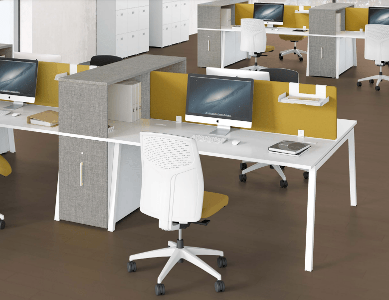 Bureau open space ergonomique et esthétique - Pieds inclinés en métal - Gamme Aska Columbia - Inspiration scandinave_0