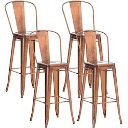 CLP Lot de 4 tabourets de bar Design Aiden Cuivre - marron métal 312736_0