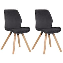 Décoshop26 - Lot de 2 chaises de salle à manger en velours gris foncé style scandinave pieds bois CDS101125 - gris 3000390769607_0