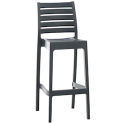 Décoshop26 - Tabouret de bar pour intérieur ou extérieur en plastique gris foncé empilable avec repose-pieds 10_MDJ10230 - gris 3000509669606_0