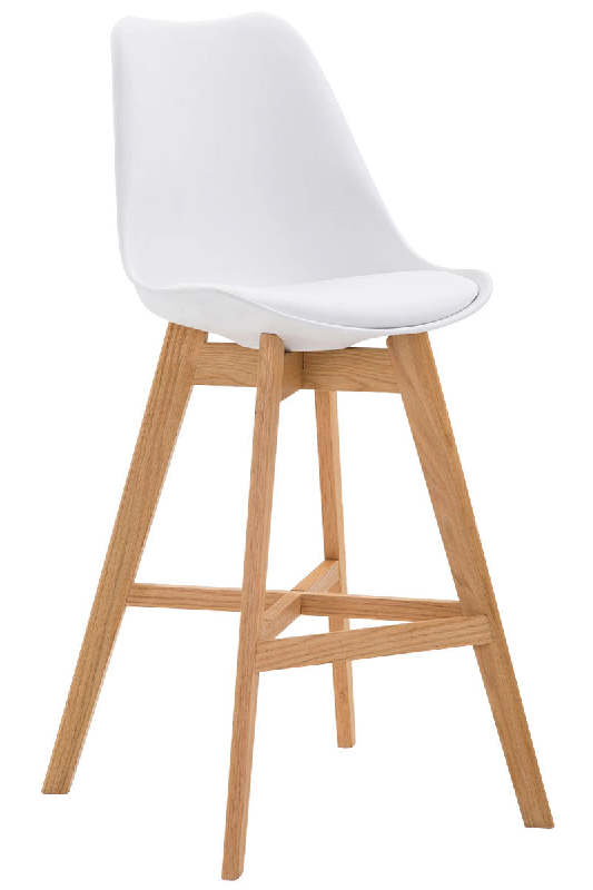 Décoshop26 - Tabouret de bar x1 avec coque en plastique blanc pieds en bois design scandinave 10_0004620 - blanc 3000252200934_0