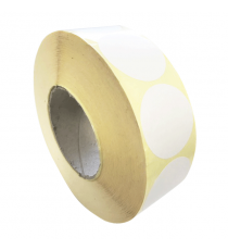 Étiquettes rondes double découpe - diamètre 50mm - papier vélin blanc - bobine de 500 étiquettes échenillées_0
