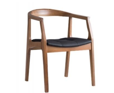 Fauteuil de table en bois naturel Mira - design épuré, assise capitonnée et personnalisable_0