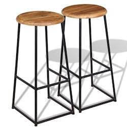 HELLOSHOP26 tabourets de bar design x2 chaise siège teck massif marron 1202160 - 3002341887484_0