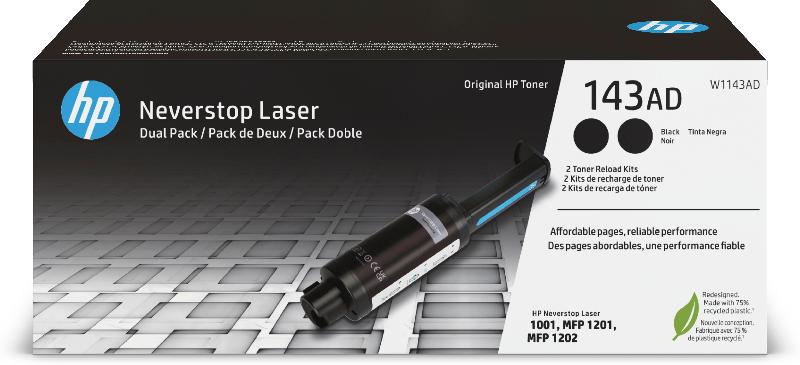 HP Kit de recharge de toner noir Neverstop authentique 143AD (double pack)_0