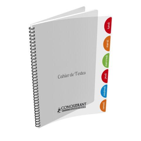 LOT DE 10 - CAHIER DE TEXTES CONQUERANT CLASSIQUE INTEGRALE 170X220 124P SEYES 90G POLYPRO INCOLORE