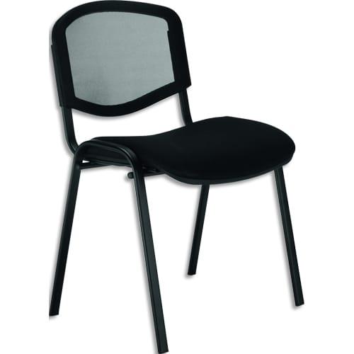 Nowy Styl - Chaise 4 pieds empilable Iso Mesh noire - Assise tissu, dossier résille, design grand confort_0