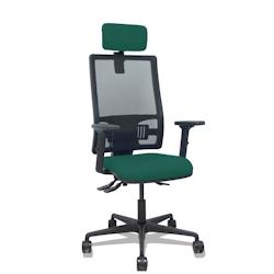 Piqueras y Crespo Silla Bormate asincro malla negra asiento bali verde botella brazos 2D ruedas 65mm cabecero regulable - vert multi-matériau 405ASM8_0