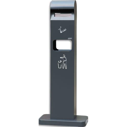 Probbax - Cendrier sur pied avec poubelle intégrée 2L + 8L - Gris foncé - Anti-vandalisme et anti-rouille_0