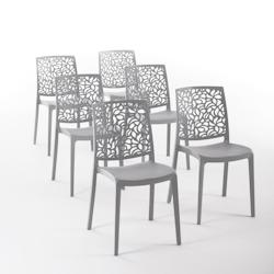 RATTATAN Set 6 Chaises en polypropylène avec fibre de verre empilables pour extérieur et jardin, bar et restaurant, cuisine design moderne - ANNA -_0