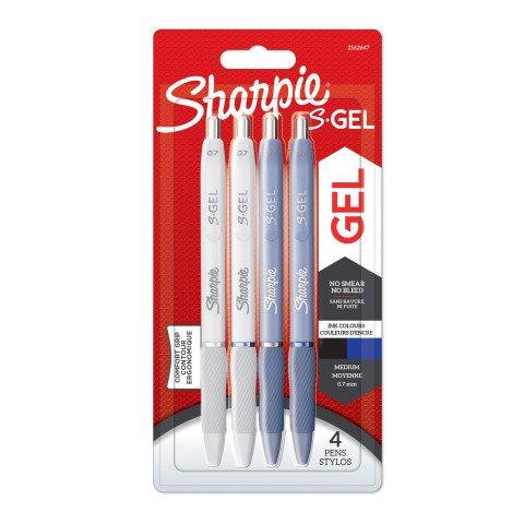 STYLO ROLLER SHARPIE S-GEL FASHION RÉTRACTABLE POINTE 0,7 MM - ÉCRITURE MOYENNE - BLISTER DE 4