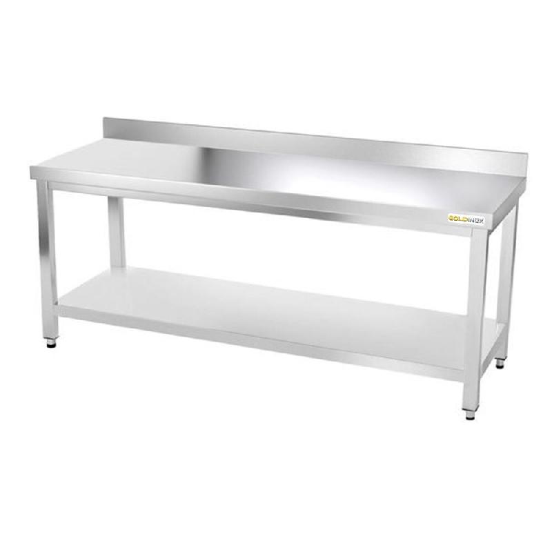 Table de travail en inox 2000 x 700 mm adossée PREMIUM / GOLDINOX - inox 3701770805143_0