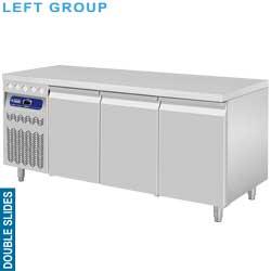Table frigorifique ventilée 3 portes GN 1/1 - Groupe à gauche - DT178/PMGX - Acier inox alimentaire_0