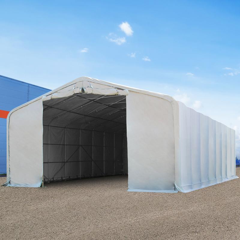 8X12M HANGAR INTENT24, PORTE 4,0X3,6M, TOILE PVC 850 N GRIS - GRIS