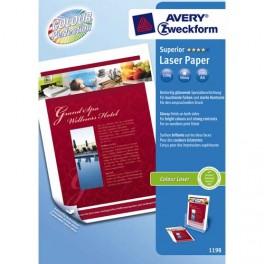 AVERY PAQUET DE 200 FEUILLES PAPIER PHOTO LASER COULEUR 120G BRILLANT A4