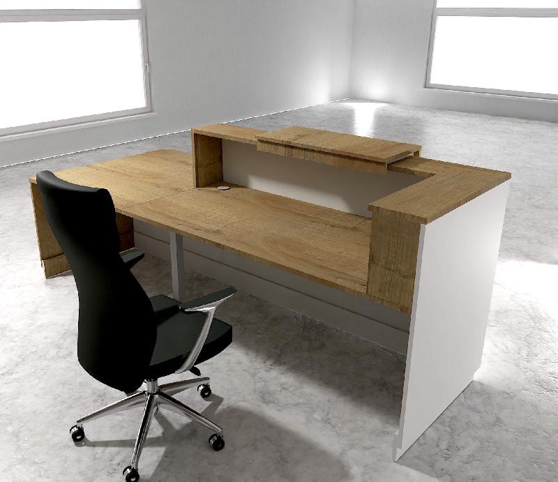 Bureau d'accueil ergonomique et Design Delta - Droite, Blanc, Non, 262, Chêne veiné_1