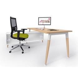 Bureau d'angle gamme Wood avec plan droit et retour porteur - Fabrication française - Garantie 5 ans_0