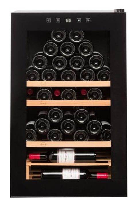Cave à vin 48 bouteilles - Étagères en bois - Réfrigération ventilée - Porte vitrée anti-UV_0