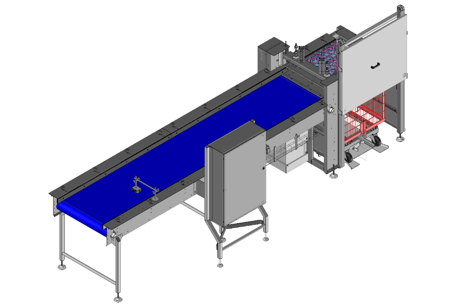 Encageur semi-automatique en acier inoxydable - Accumulation mécanisée et table élévatrice_0