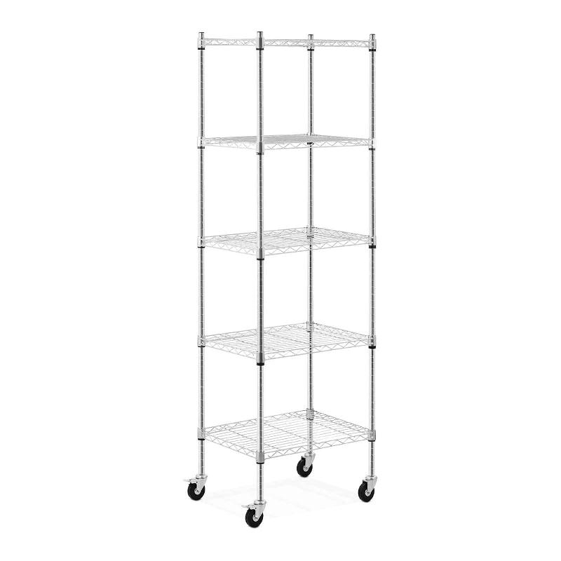 Étagère métallique autoportante 60 x 45 x 190 cm - 50 kg - 4 roulettes - 5 tablettes - Réf. 14_0005194_0