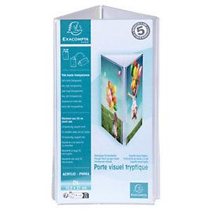 Exacompta Présentoir de documents tryptique DL Cristal - Transparent - lot de 5_0