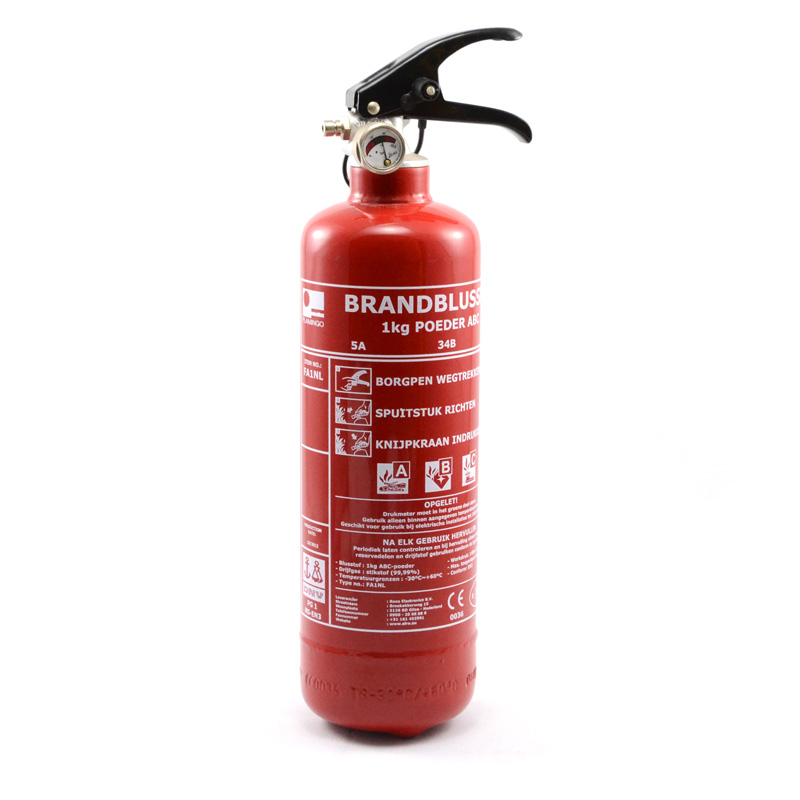 Extincteur portatif poudre ABC 1Kg avec manomètre - certifié EN3 - pour feux A, B, C_0