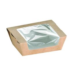 FHC - 250Pcs - Boite salade carton kraft brun à fenêtre - 120x100x40mm, 375ml - marron en carton FHC210BOXS375_0