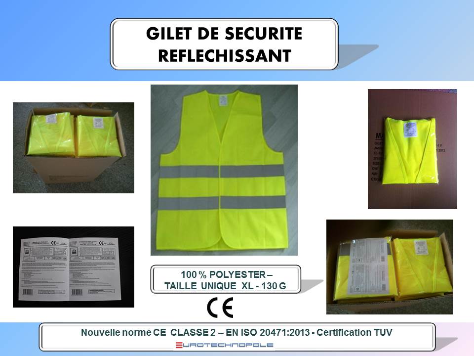 Gilet de signalisation auto - moto - vélo - adultes et enfants - normes CE - Classe 2 EN ISO 20471:2013_0