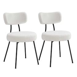 Helloshop26 - Chaises salle à manger lot de 2 tissu peluche dossier courbé chaises de cuisine rembourrées cader en acier modernes 12_0004987 - 3000_0