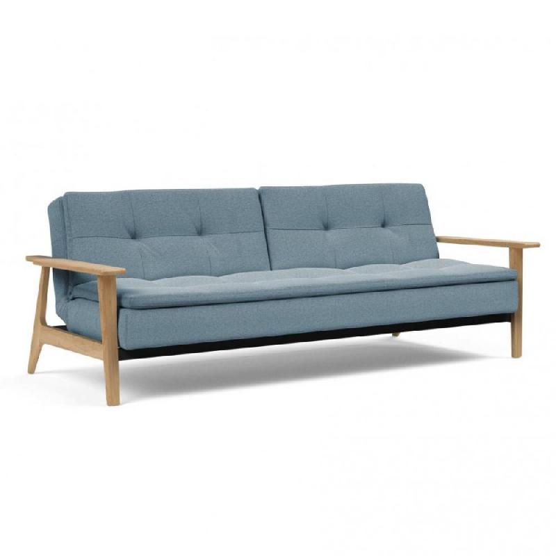 INNOVATION LIVING  CANAPÉ LIT DESIGN DUBLEXO FREJ TISSU SOFT INDIGO CONVERTIBLE 115*210 CM ACCOUDOIRS BOIS_0