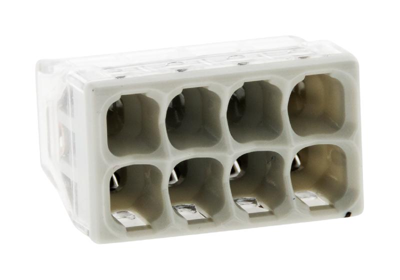 Lot de 10 bornes S2273 - Connexion rapide - 8 conducteurs rigides 2.5mm² - Gris - Wago - 550V - 24A_0
