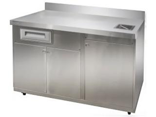 Meuble bas inox AISI 304 pour machine à café - Almia Refrigeration avec tiroir, TVO et emplacement poubelle encastrable_0