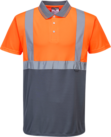 Polo bicolore orange et gris S479 - XXL - Vêtement respirant, bandes réfléchissantes, certifié CE_0